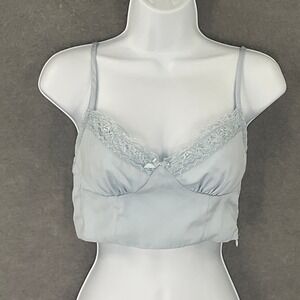 Princess Polly Lace Trim Cami Top Size 4 Blue Sleeveless Cropped‎ Cute Festival